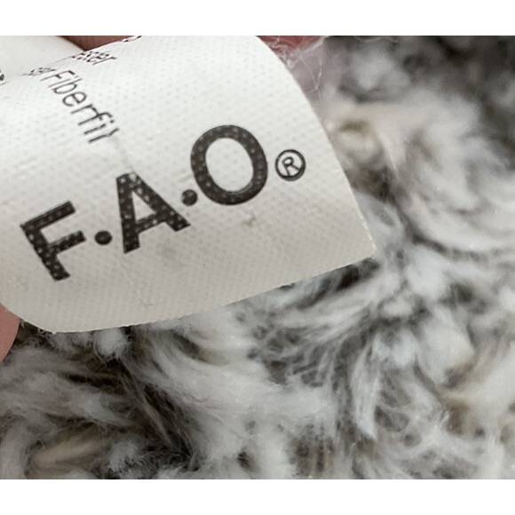 F.A.O. Schwarz Teddy Bear Curly Fur Plush Gray Plaid Bow Stuffed Animal 18" - Picture 5 of 5